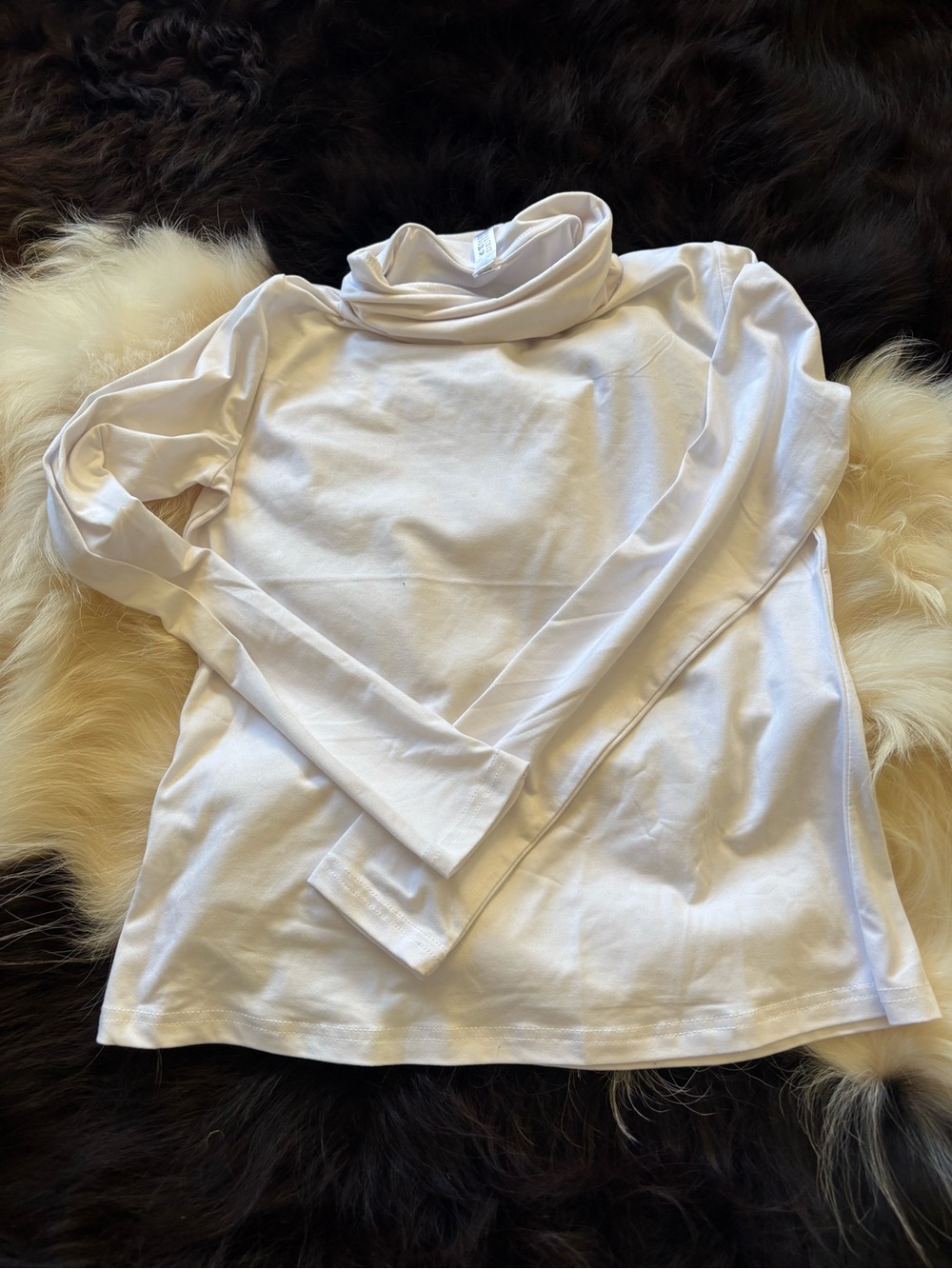 White Turtleneck Long Sleeve Top